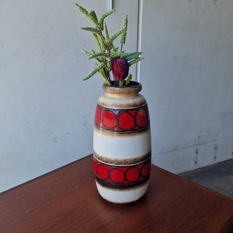 [p2663] Vase West Germany Rød/Hvid