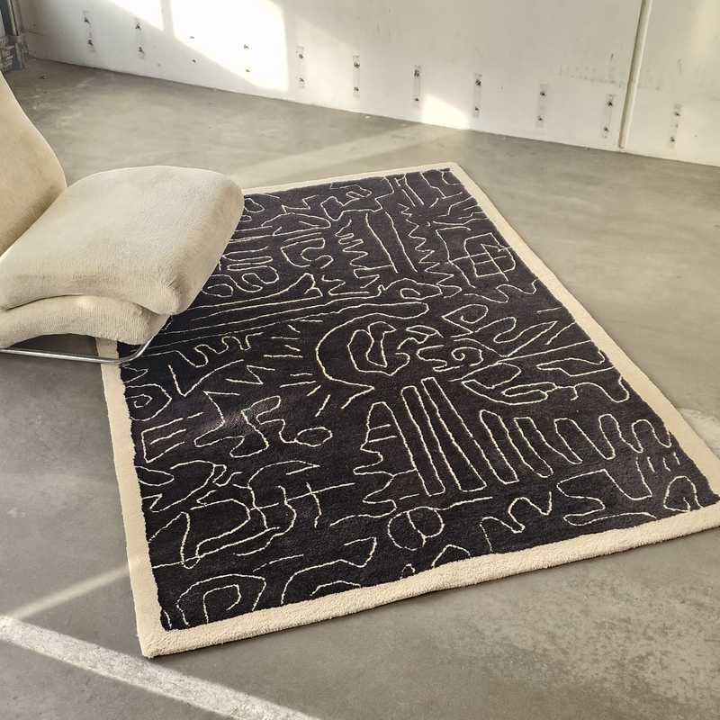 [p2993] Tæppe Sort/Hvid