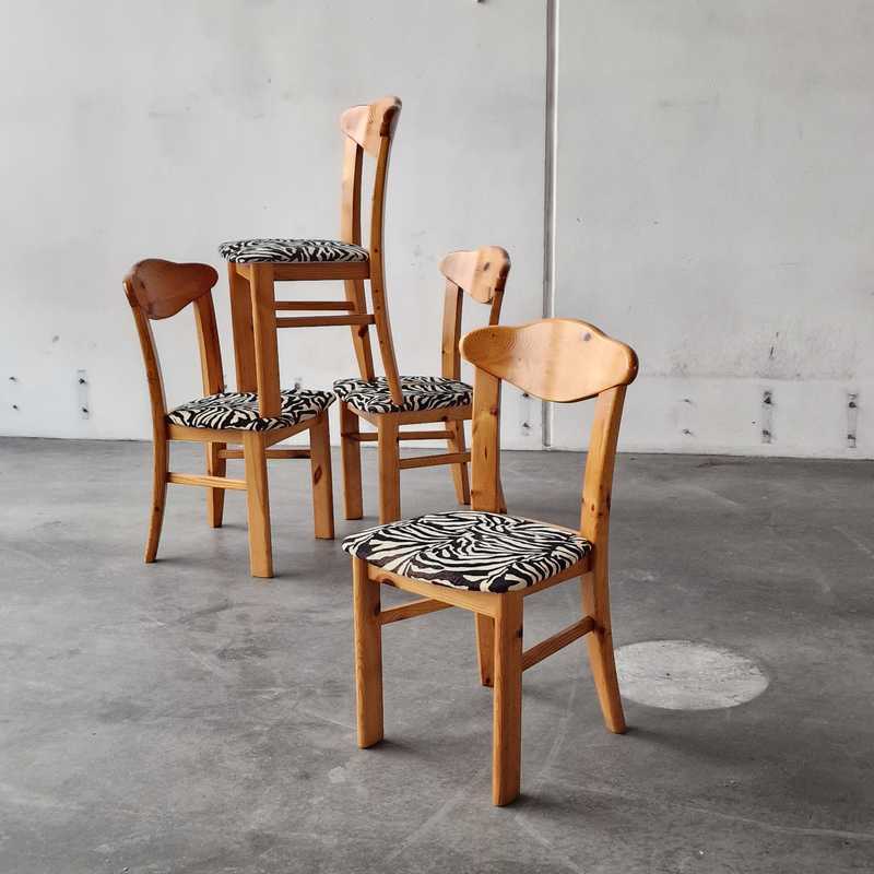 Stol Fyrretræ Zebra Stof