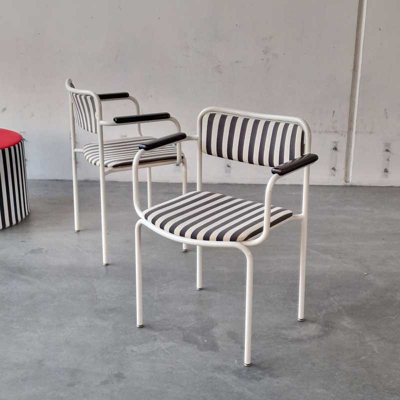 Stol Stribede Hvid/Sort