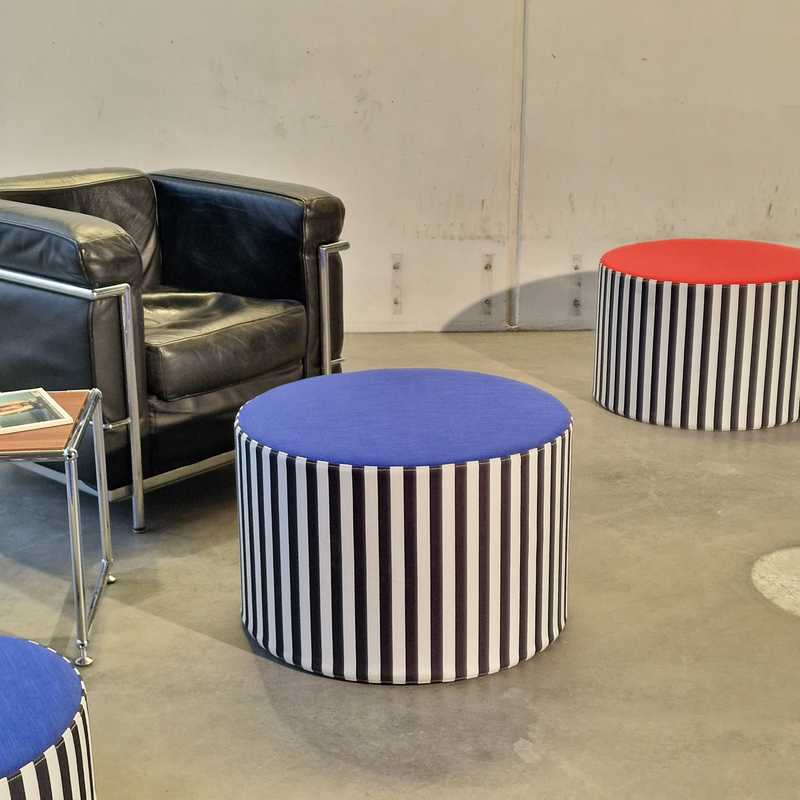 [p3405] Puf Blå Stribet Stor