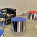 Puf Blå Stribet Stor