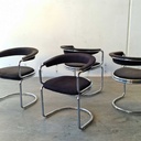 Stole krom med sort stof 