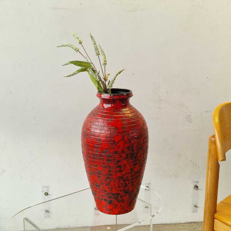 [p3481] Vase West Germany Rød/Sort