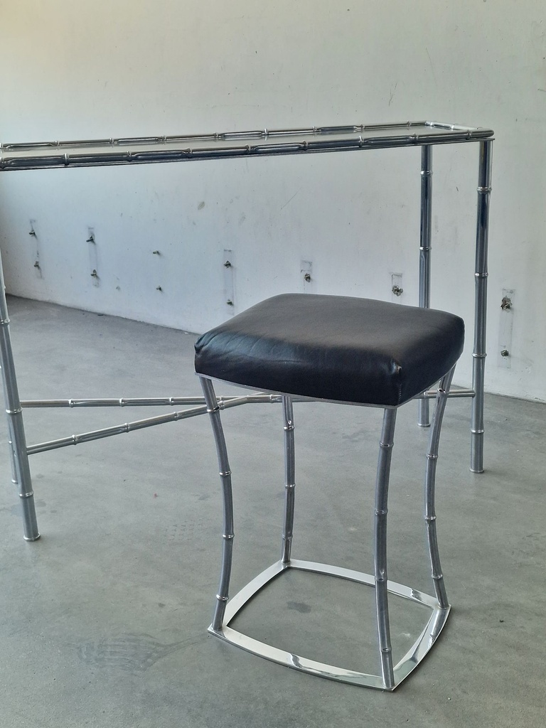 Skammel krom med bambus-look