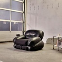 Lænestol 'Okay' sort læder og krom