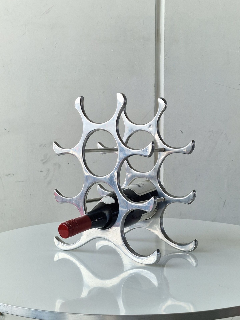 Vinreol i sølvfarvet aluminium 