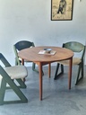 Spisebord rundt teak med. tillægsplader
