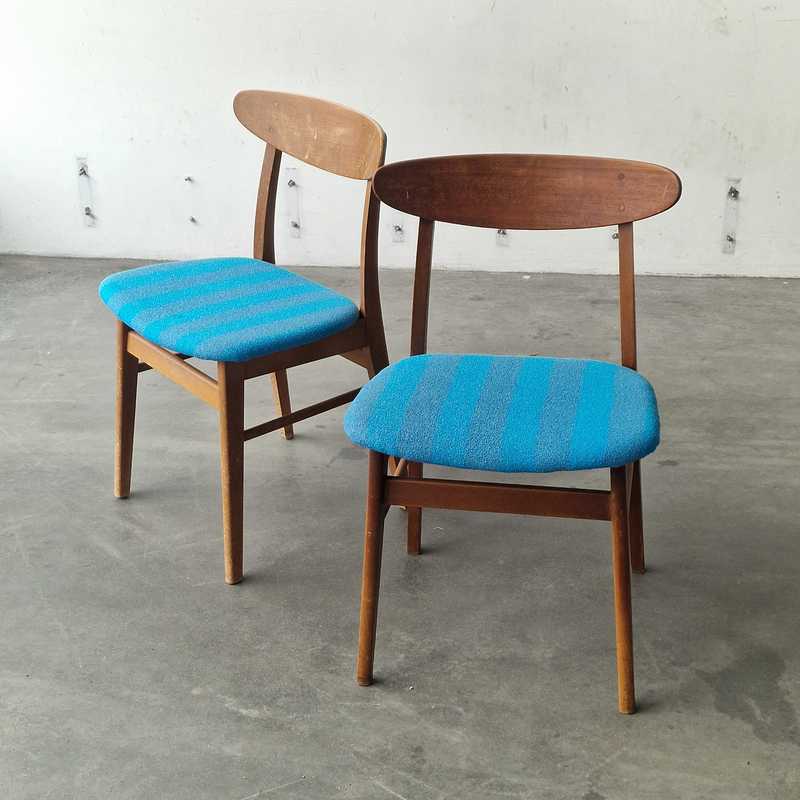 Stol Teak Nybetrukket Blå