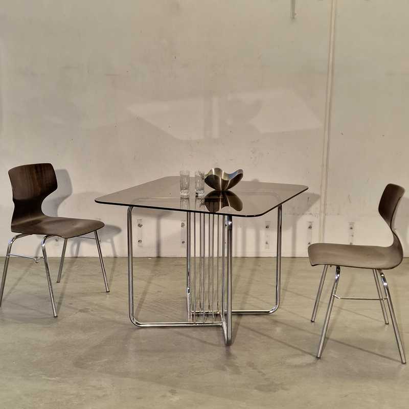 [p2602] Spisebord Krom/Glas