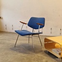 Lænestol Krom Blå og Træ